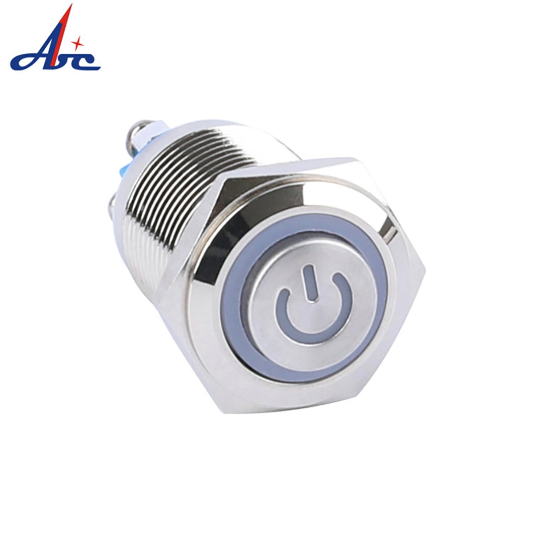 16mm 1no Latching Power Logo Illuminated Screw Push Button Switch