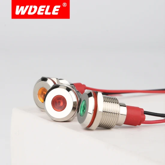 Wd12mm Waterproof Ultra-Short Metal Signal Indicator with Wire