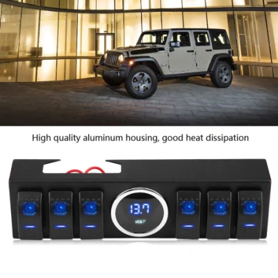 Overhead 6-Switch Pod / Panel with Control and Source System Blue Back Light for Wrangler Jk & Jku 2009-2017