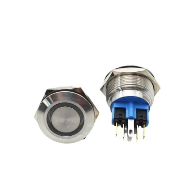 25mm IP67waterproof Metal Push Button Switch with Momentary 1no1nc