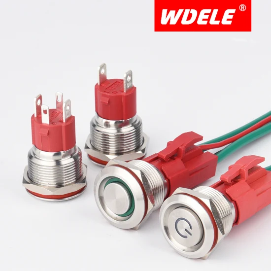 Wdele 16mm Momentary Latching DC 12V LED Waterproof Metal Push Button Switch