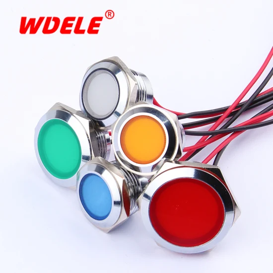 Wd16mm Waterproof Ultra-Short Metal Signal Indicator with Wire