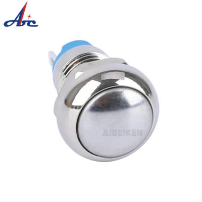 8mm Domed Head Solder Terminal Momentary 1no Mini Waterproof Momentary on off Electrical Metal Push Button Switch