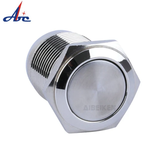 Factory Price Cheap 19mm Flat Head Metal Stainless Steel Housing Latching Push Button Switch for Power Control